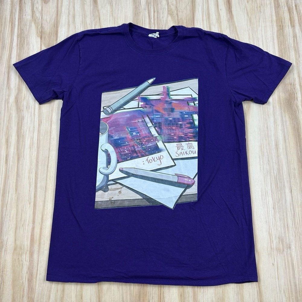 Aesthetic Style Vaporwave Japan Hip Hop 80s 90s Tokyo Saikou T-shirt Purple L